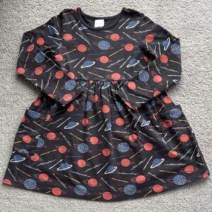 Hanna Andersson cotton long-sleeved swing dress - planets!